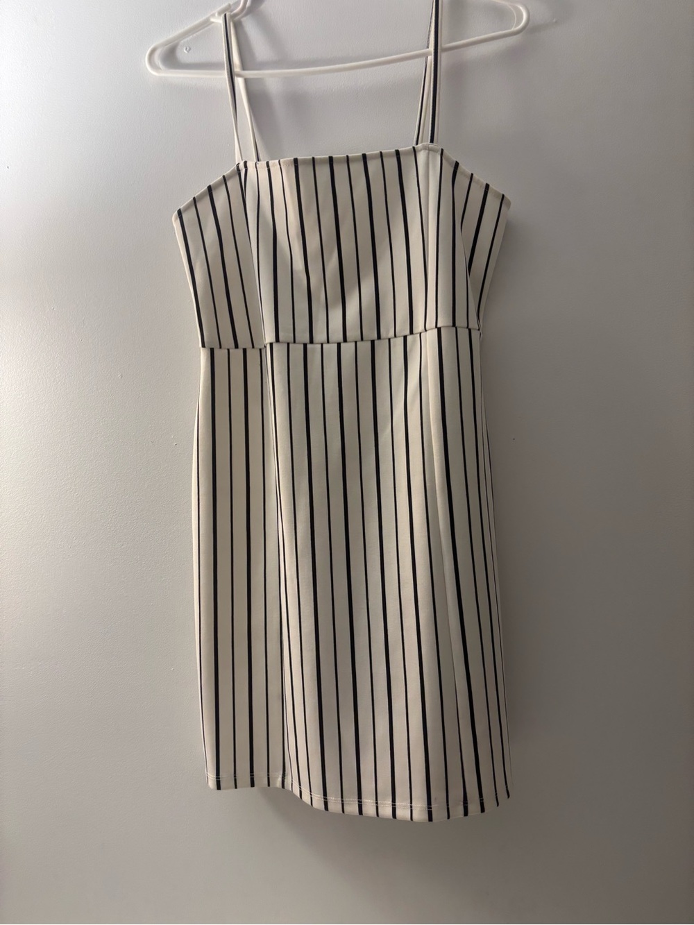 Ardene White Mini Dress with Black Stripes